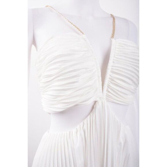 Aiifos Womans Evie Dress Cut Out Sz 4 White Accordion Pleated Handkerchief NWT - Picture 4 of 8